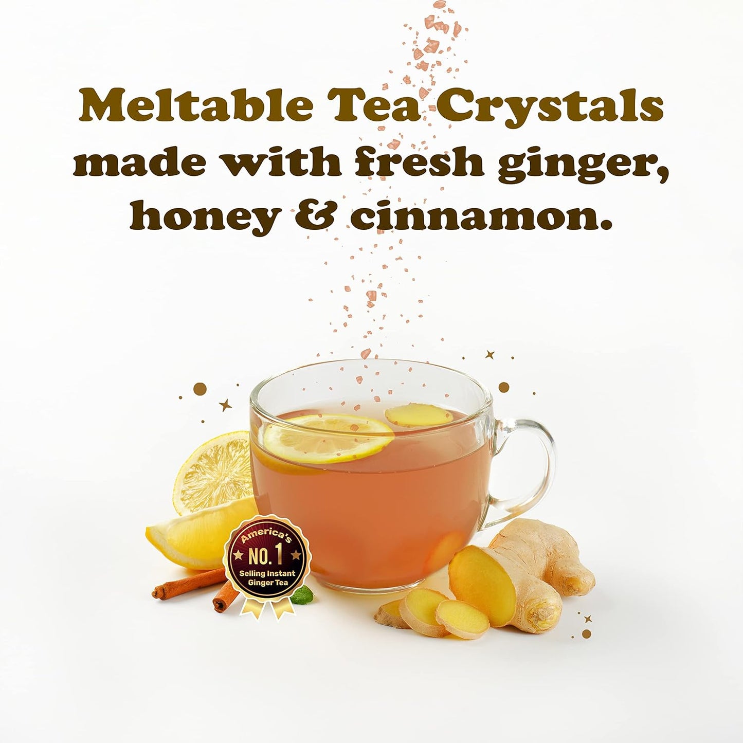 Pocas Honey Ginger Tea - Instant Tea Powder Packets with Lemon & Ginger Honey Crystals, 20 Count (Pack of 2)