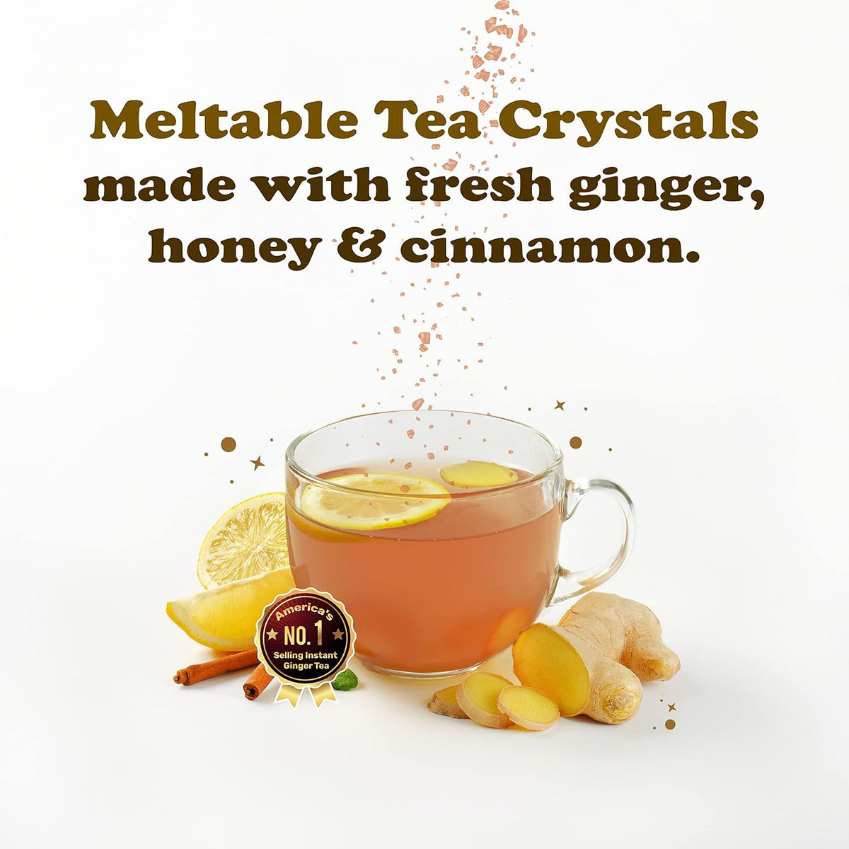 Pocas Honey Ginger Instant Tea Powder, Cinnamon Flavor, Ginger Extract & Real Honey, Caffeine-Free Tea, 20 Packets