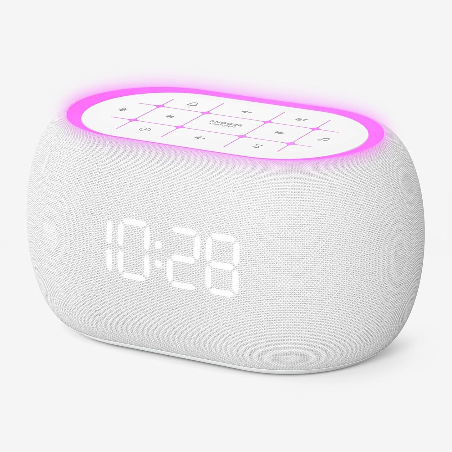 ANJANK White Noise Sound Machine Alarm Clock with Bluetooth Speaker, 21 Relaxing Sounds, 7 Night Lights,0-100% Dimmer/Sleep Timer/30-Level Volume Control,Sound Machine for Kids Adults Sleeping,Bedroom