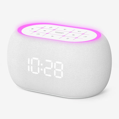 ANJANK White Noise Sound Machine Alarm Clock with Bluetooth Speaker, 21 Relaxing Sounds, 7 Night Lights,0-100% Dimmer/Sleep Timer/30-Level Volume Control,Sound Machine for Kids Adults Sleeping,Bedroom