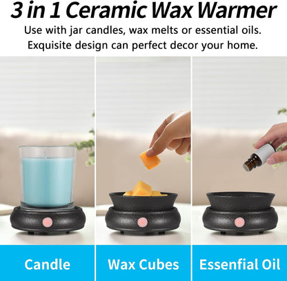 nawaza Ceramic Wax Warmer, Electric Wax Melt Warmer,3 in1 Home Fragrance Wax Burner, Scented Candle Wax melters as Gift for Women,mom and Grandma(Black)…