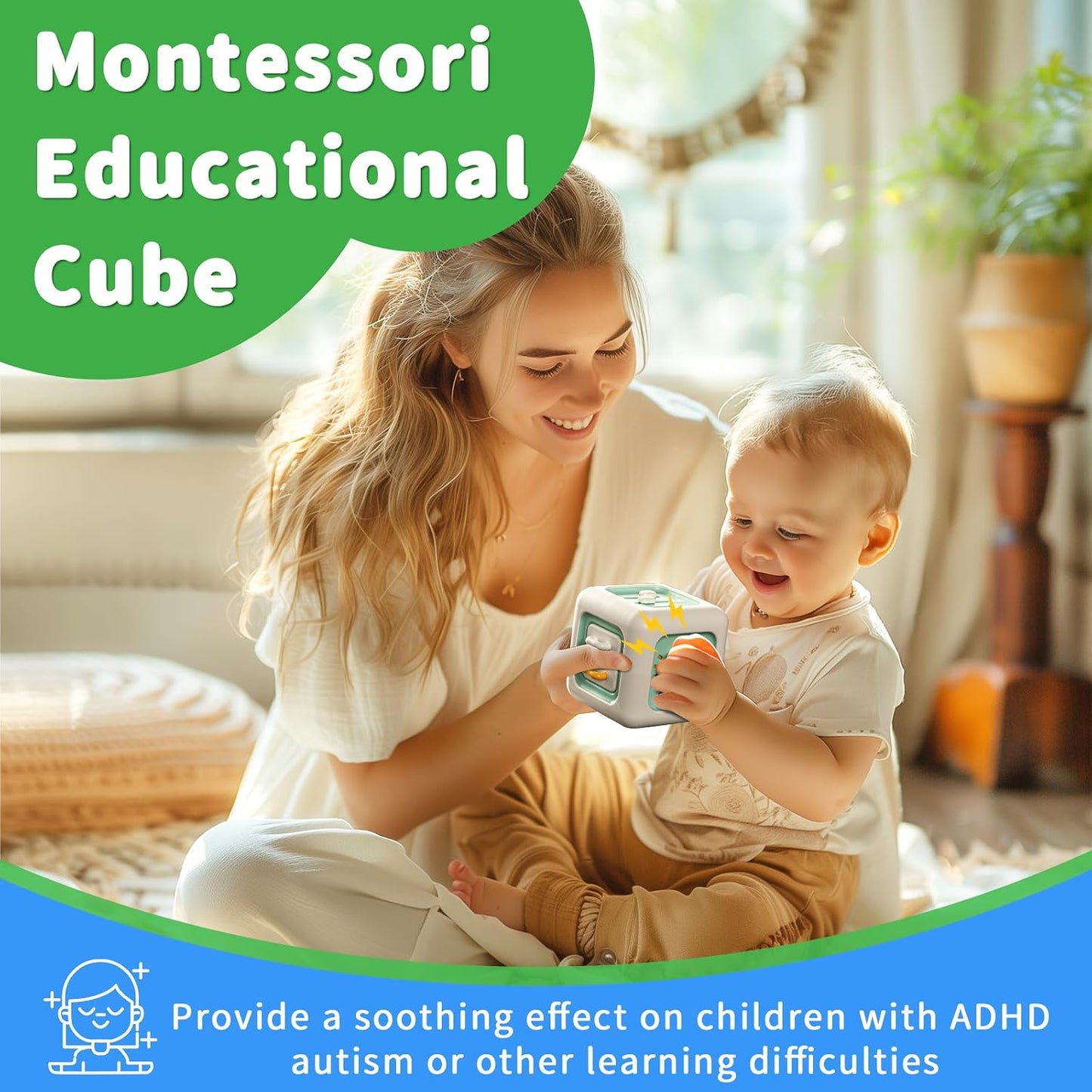 SOCBTNSO Busy Cube Toy for 1 Year Old Boy, Montessori Toys for 1+ Year Old, Travel Toys for Toddlers 1-3, Learning Fine Motor Skills| 1st Birthday Gifts 6 9 12 Months Baby
