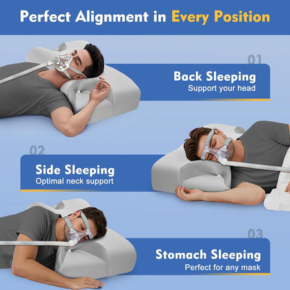 IKSTAR HSA/FSA Cooling CPAP Pillow for Side Sleepers - Sleep Apnea Pillow for CPAP User - Reduce Air Leak/Hose Tangle/Mask Pressure - Memory Foam Neck Support Nasal Pillows Side/Back/Stomach Sleeper