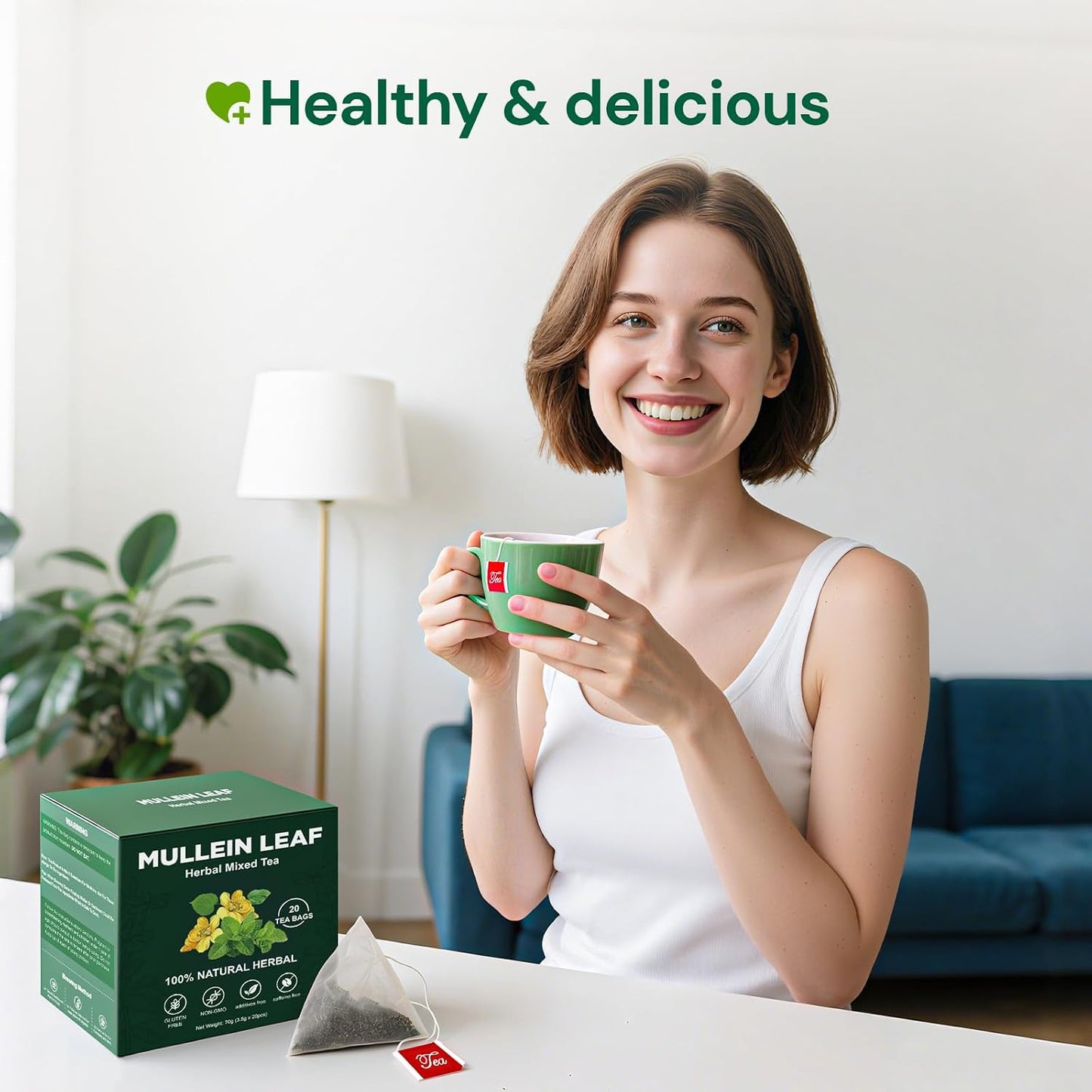 Peppermint Tea, 50 Tea Bags - Pure Peppermint Leaves, Caffeine Free Mint Herbal Tea Bags - Supports Healthy Digestion, Wellness & Refreshment (50 Counts, Pack of 1)