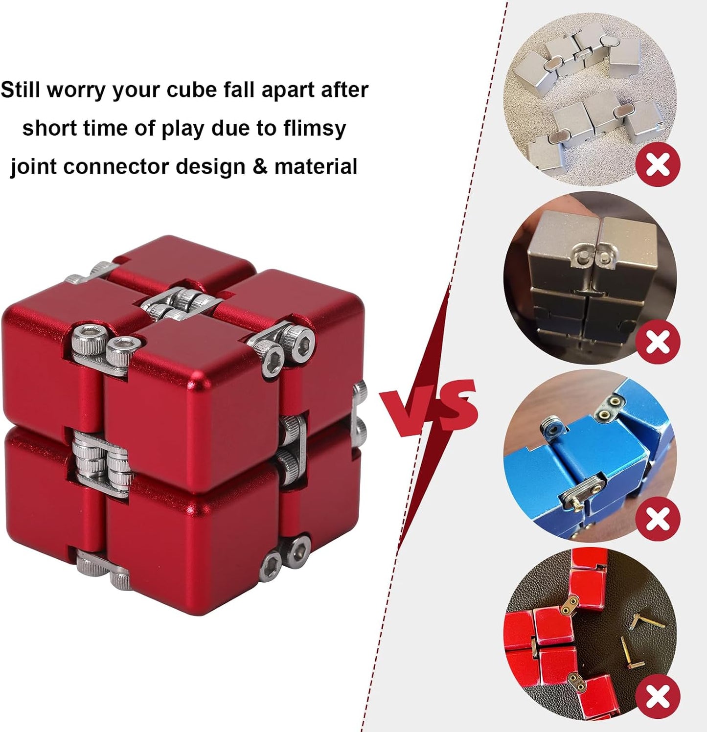 Lifidea Aluminum Alloy Metal Infinity Cube Fidget Cube (6 Colors) Handheld Fidget Toy Desk Toy with Cool Case Infinity Magic Cube Relieve Stress Anxiety ADHD OCD for Kids and Adults (Blue)