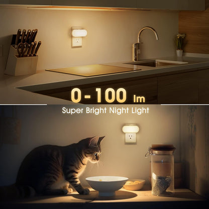 DORESshop Amber Night Light, Auto On/Off, 0-100 LM Adjustable Brightness, Dimmable Plug Into Wall Light Sensor Night Light for Kids Room, Bedroom, Stair Lights, Amber, 1W, 2 Pack