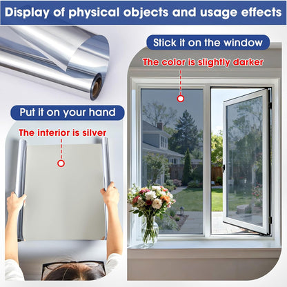 Coavas One Way Privacy Window Film, Heat Control Window Tint for Home, Sun Blocking Reflective Window Film See Out Not in, Anti UV Static Cling for Windows Office Door (Black, 17.5 Inch X 6.5 Feet)