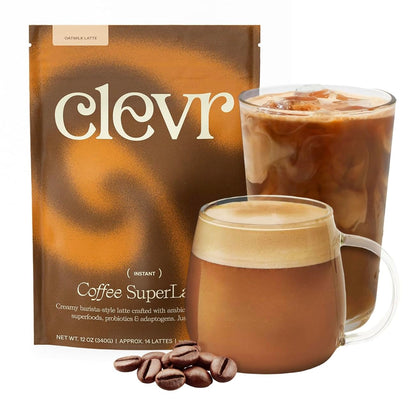 Clevr Pistachio Matcha SuperLatte, Organic Ceremonial Grade, Instant Superfood Powder Blend with Lions Mane, Reishi Mushroom, Coconut Cream, Ashwagandha, Serve Hot or Iced (14 Lattes)