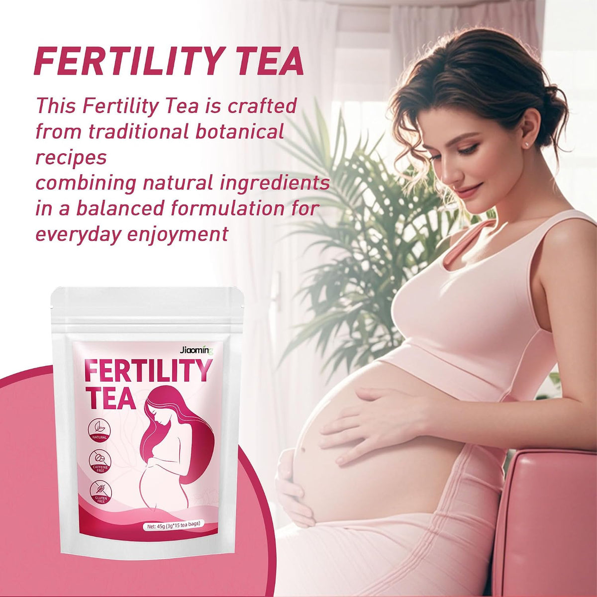 Jiaoming Fertility Tea for Women, Be An Easy Mama to Help With Conception Ovulation, Chinese Natural Herbal Female Hormone Balance Teabags