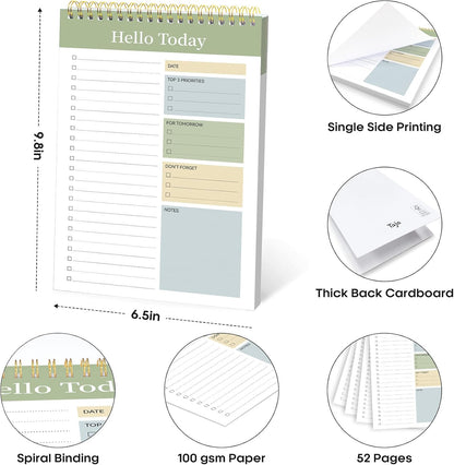 Taja To Do List Notepad - To Do List Notebook for Work with 52 Sheets, 9.8" x 6.5", Undated Daily Planner Perfect for Daily Tasks and Goal Setting, Notepad Suitable for Office, Home & School - Violet Dream