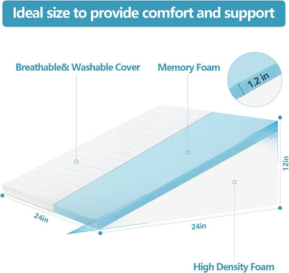 Nordjager Wedge Pillow for Sleeping, 24 x 24 x 10 Inch Bed Wedge