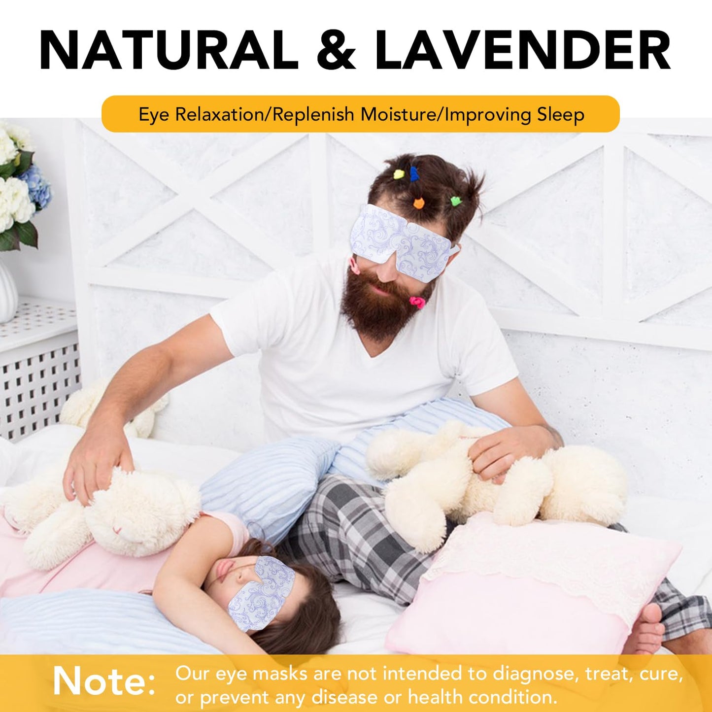 XPCARE 48 Pack Steam Eye Masks for Dry Eyes, Self Heated Steam Warm Eye Mask, Disposable Heated Eye Mask for Dark Circles, Puffy Eyes, Relief Stress Eye Fatigue（Lavender）