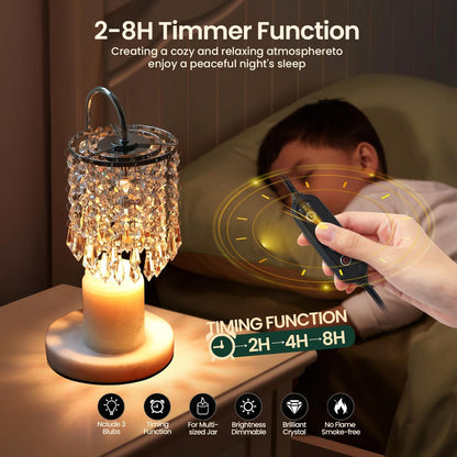 Candle Warmer Lamp with Timer Dimmer and 3 Bulbs, Lamp Candle Warmer with Marble Base,Wax Melt Warmer for Jar Candles, Birthday Gifts for Women Mom, House Warming Gifts New Home Decor (RGB-Black)