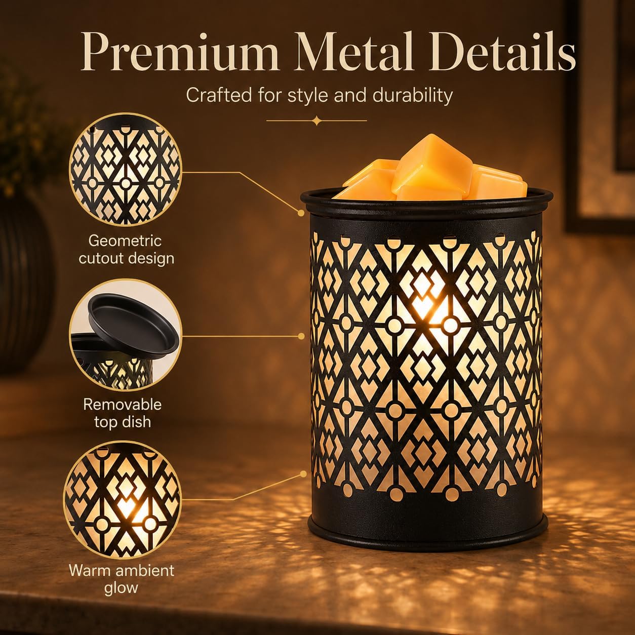 kobodon Wax Melt Warmer Metal Wax Warmer for Scented Wax Electric Fragrance Candle Oil Burner 2 in 1 Wax Melts as Gifts for Moms Grandma Women Girls(Sunflower)