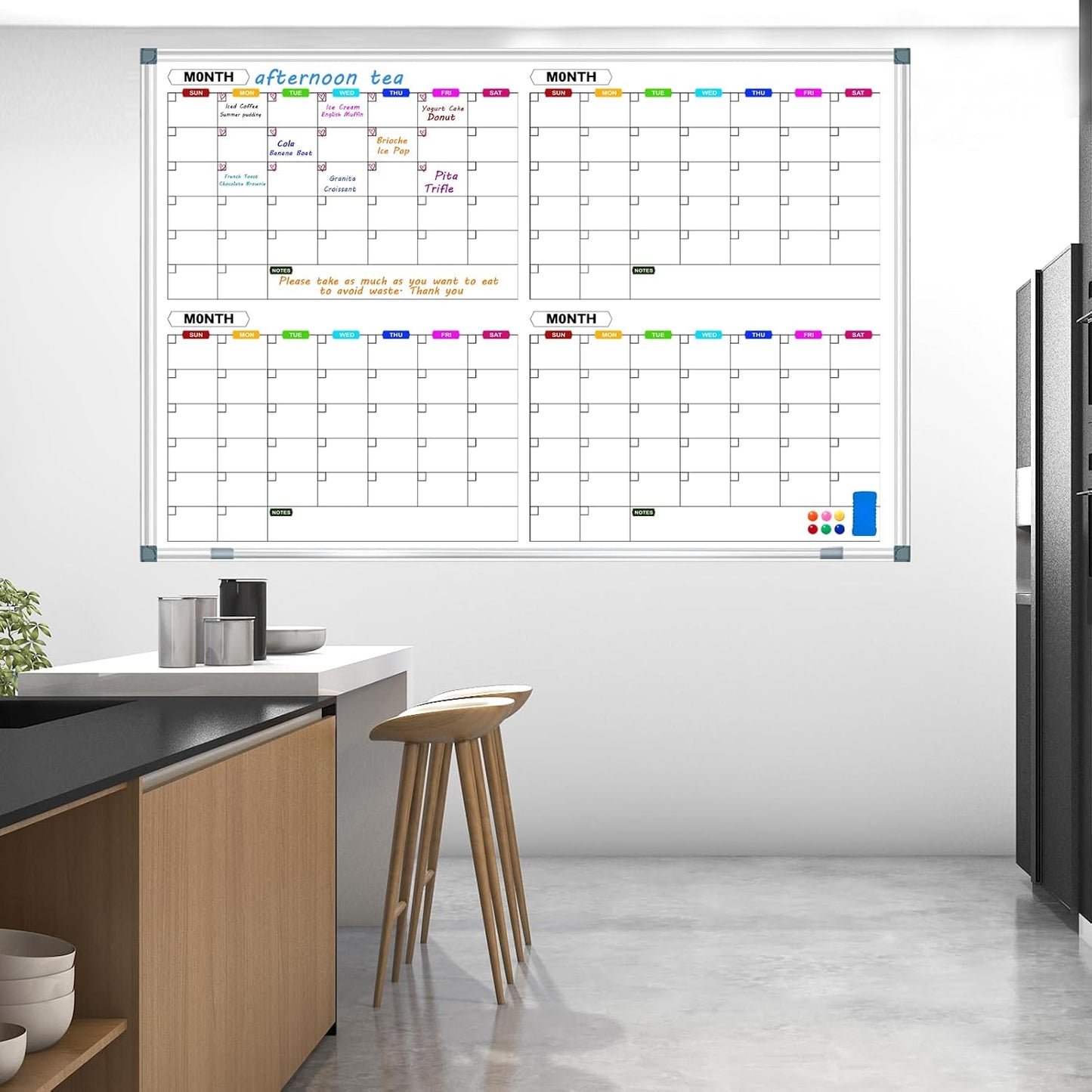 Dry Erase Board Calendar for Wall, 36" x 24" Monthly Whiteboard