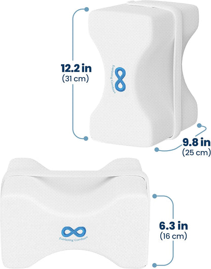 Everlasting Comfort Memory Foam Knee Pillow for Side Sleepers – Sciatica Pain Relief Pillow, Removable Strap Support – Leg Pillows for Sleeping Alignment, Knees, Back & Hip Cushion