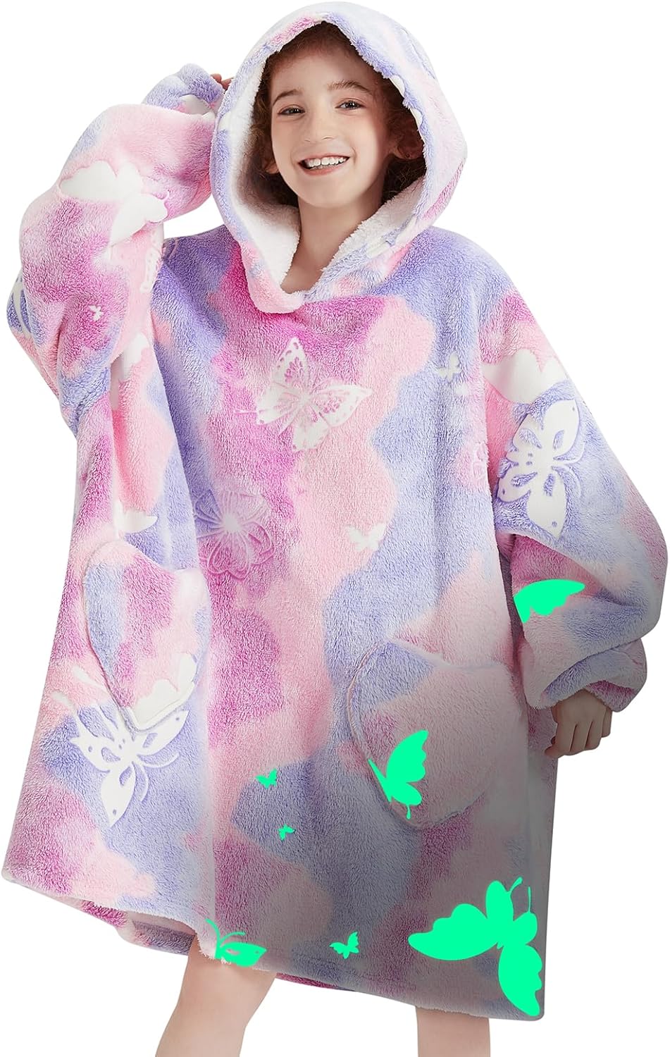 Fiosnow Glow in the Dark Unicorn Blanket Hoodies for Kids 6-13YR Oversize Wearable Blanket Hoodies for Boys Girls Teens