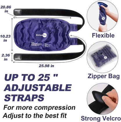 AiricePac Ice Pack for Knee Pain Relief, Reusable Gel Ice Wrap for Injuries, Swelling, Knee Replacement Surgery, Cold Compress Therapy for Arthritis, Meniscus Tear and ACL, Blue