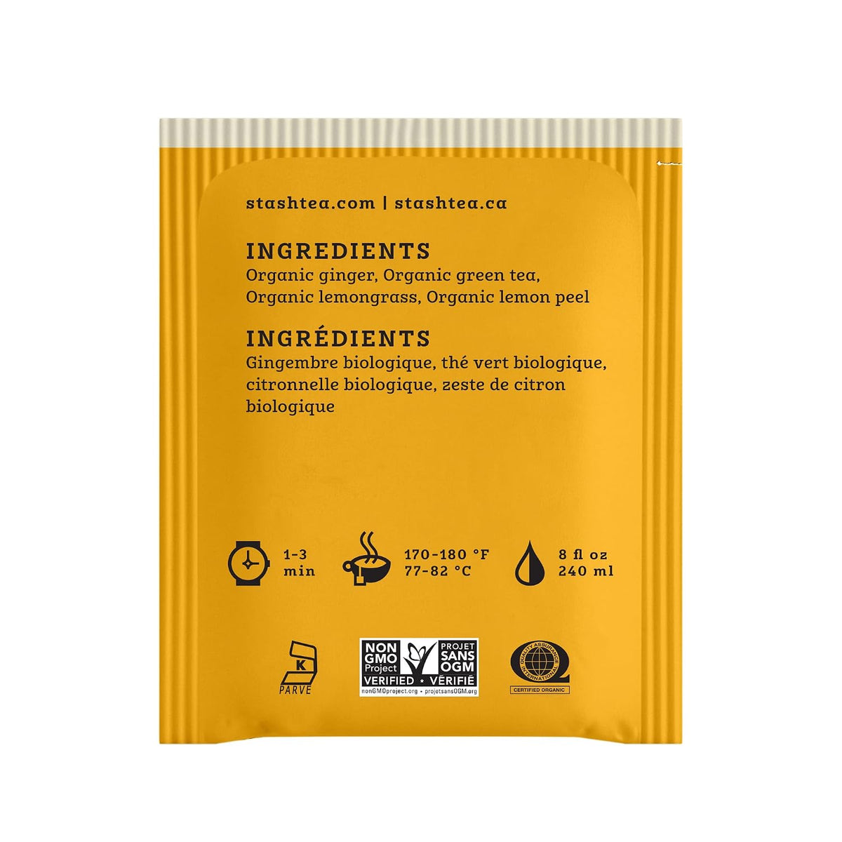 Stash Tea Organic Lemon Ginger Green Tea, Caffeinated, Non-GMO Project Verified, Serve Hot or Iced, 96 Tea Bags, 16 count (6 pack)