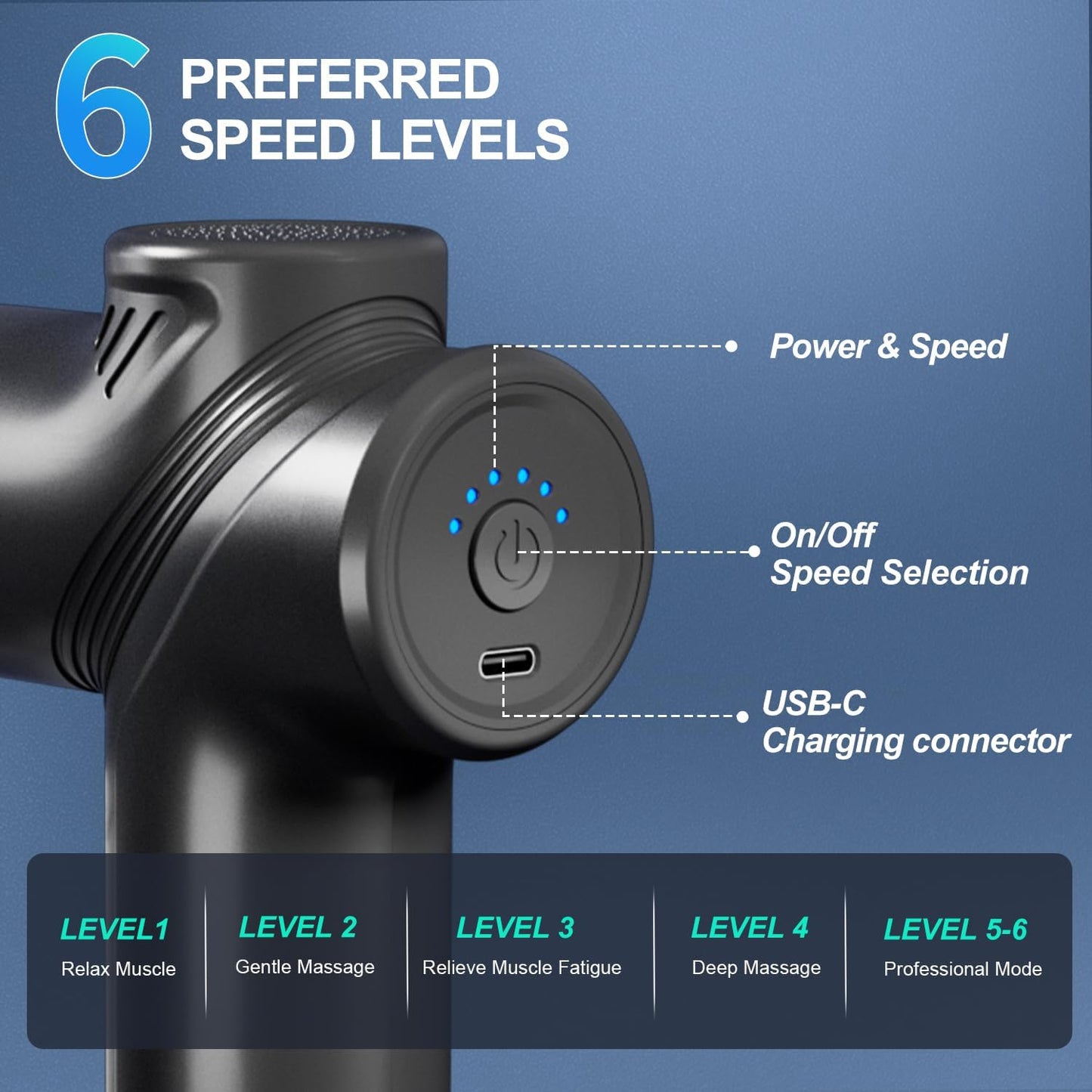 LEERCON Massage Gun Deep Tissue, Silent Motor and Portable Massage Gun with 4 Interchangeable Heads for Deep Muscle Relief and Relaxation, Relax Gift