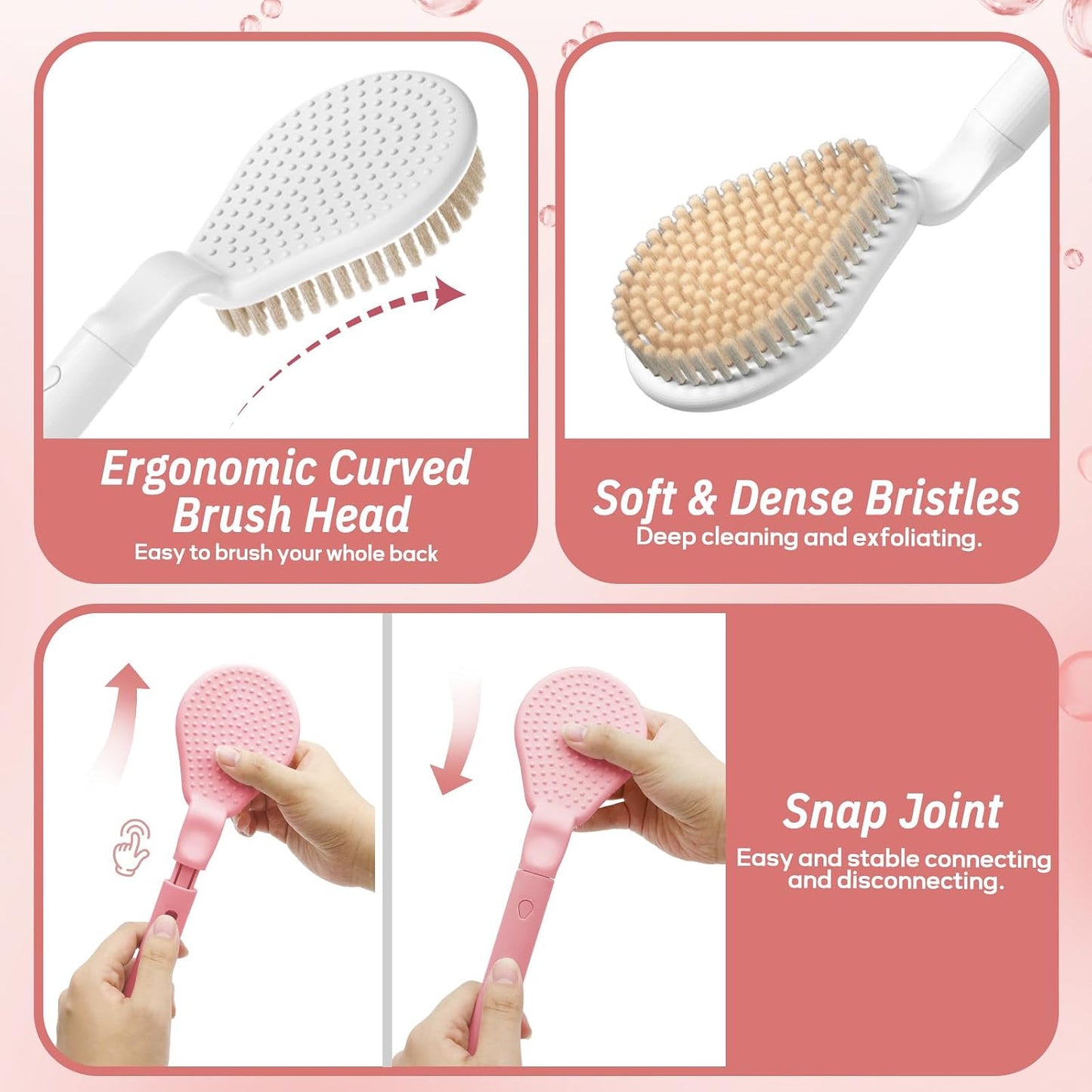 New Foot Brush with Adjustable Long Handle, 3-in-1 Foot Scrubber for Wet or Dry Brushing, 10.2’’- 27.5’’ Foot Scrub Brush for Senior, Pregnant, Disabled, or Injured, Gift-Box Packed(White)