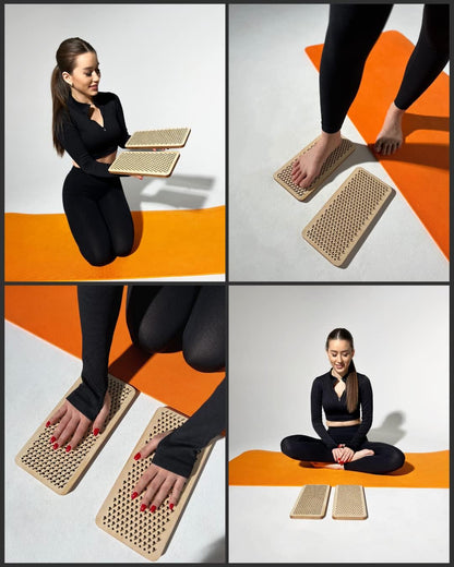 Sadhu board, Wooden Yoga Board for Acupressure and Meditation with Nails for Deep Tissue Massage, Acupuncture Massage, Nails Distance 0.39 In (10 mm) (ebony-moon, 0.39)