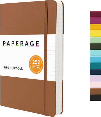 PAPERAGE Lined Journal Notebook, Hardcover Journal for Women & Men, 160 Pages, (5.6 in x 8 in), College Ruled Journaling Notebook for Work, School Supplies & Note Taking, (Black)
