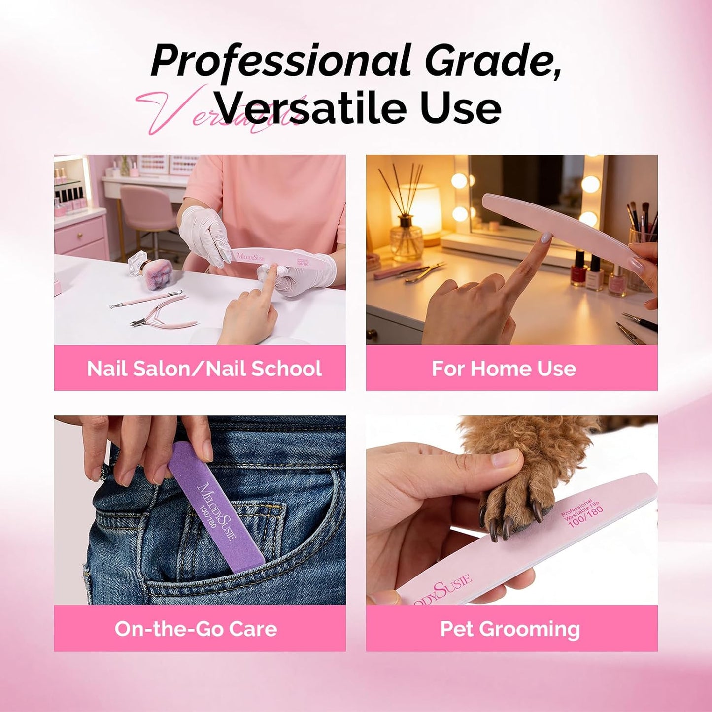 MelodySusie 16Pcs Professional Nail Buffer Kit,Nail Files and Buffers,Nail Buffer Block,Nail Brush, Nail File Buffers Kit for Natural Nails,DIY,Home Use,Salon（100/180 Grit）