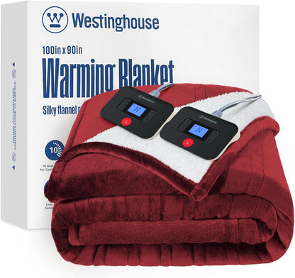 Westinghouse Heated Throw Blanket, Electric Blanket Throw with 6 Heating Levels and 2-10 Hours Time Settings, Flannel to Sherpa Super Cozy Heated Blanket Machine Washable, 50x60 inch, Charcoal
