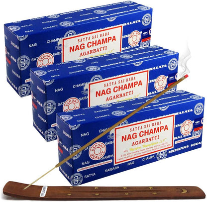 TRUMIRI Incense Stick Holder Bundle with Satya Sai Baba Nagchampa 250g Bulk Incense Sticks Nag Champa Agarbatti - Pack of 1 (Approx 250 Insence-Sticks)