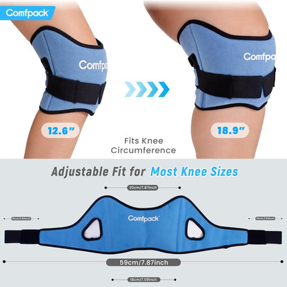 Comfpack Knee Ice Pack for Patella Tendon Relief 2 Pack, Hot Cold Therapy Knee Pain Relief Compression Support Strap for Running, Jumpers Knee, Tendonitis, Squats, Osgood Schlatter, Hiking, Soccer