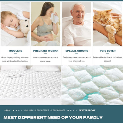 2 Pack Twin Waterproof Mattress Protector Deep Pocket Mattress Cover, Soft Breathable Mattress Pad, Fitted Noiseless Waterproof Bed Cover Stretch to 19"
