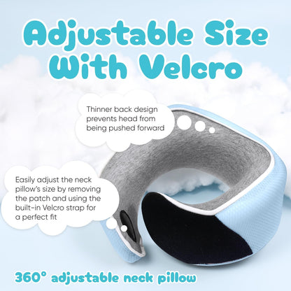 Proglobe Travel Neck Pillows for Airplanes, Sleeping Essentials for Long haul Flights, 360° Head Support, Car and Airplane Kit with 3D Contoured Eye Mask, Earplugs and Luxury Mesh Bag (Adult, Grey)