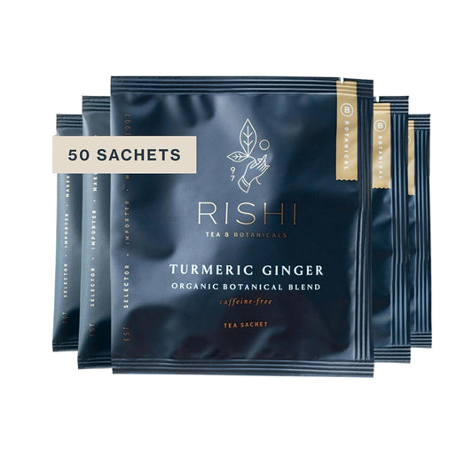 Rishi Tea Turmeric Ginger Organic Sachet Tea Bags, Caffeine Free, 50ct