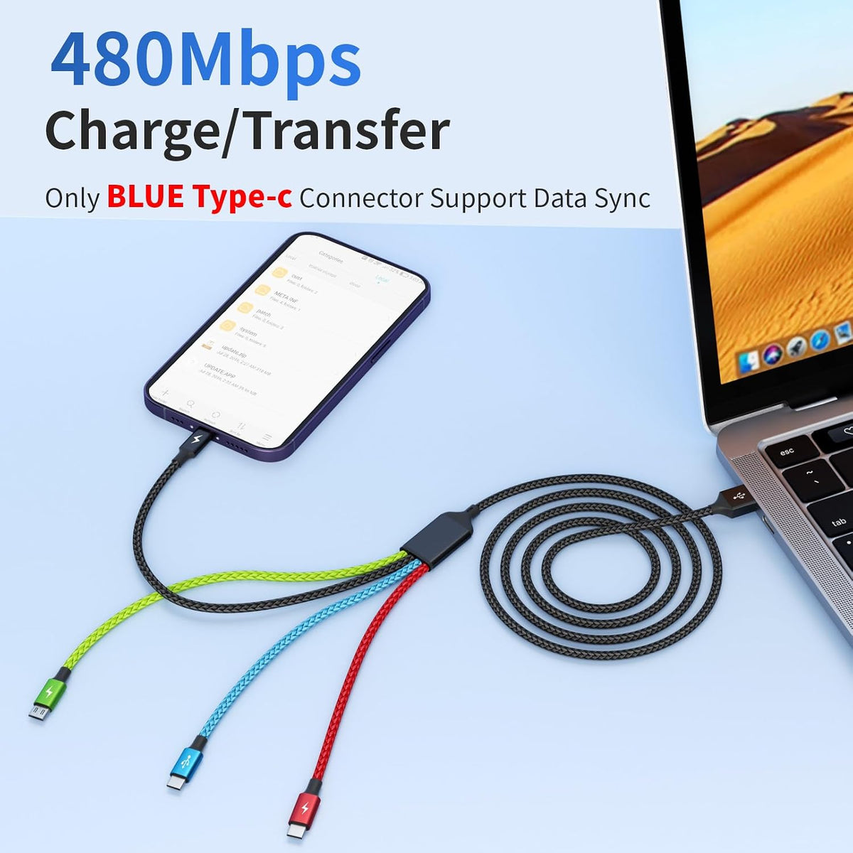 4 in 1 Multi Charging Cable, 5FT Charging Cords for Multiple Devices