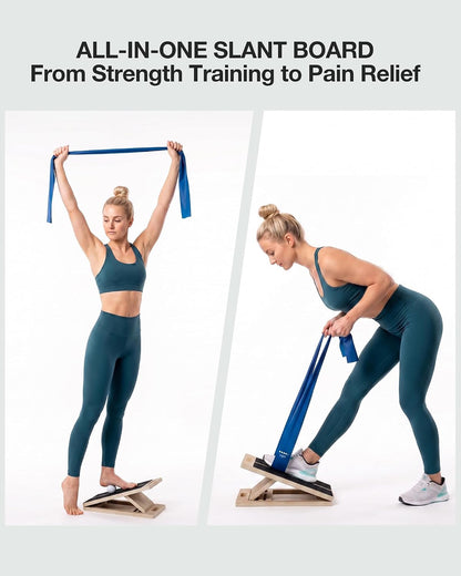 Slant Board for Calf-Stretching - Adjustable Wooden Incline Wedge for Squats and Balance, Portable Calf Stretcher for Ankle, Knee and Achilles Heel Support, Exercise Equipment for Therapy