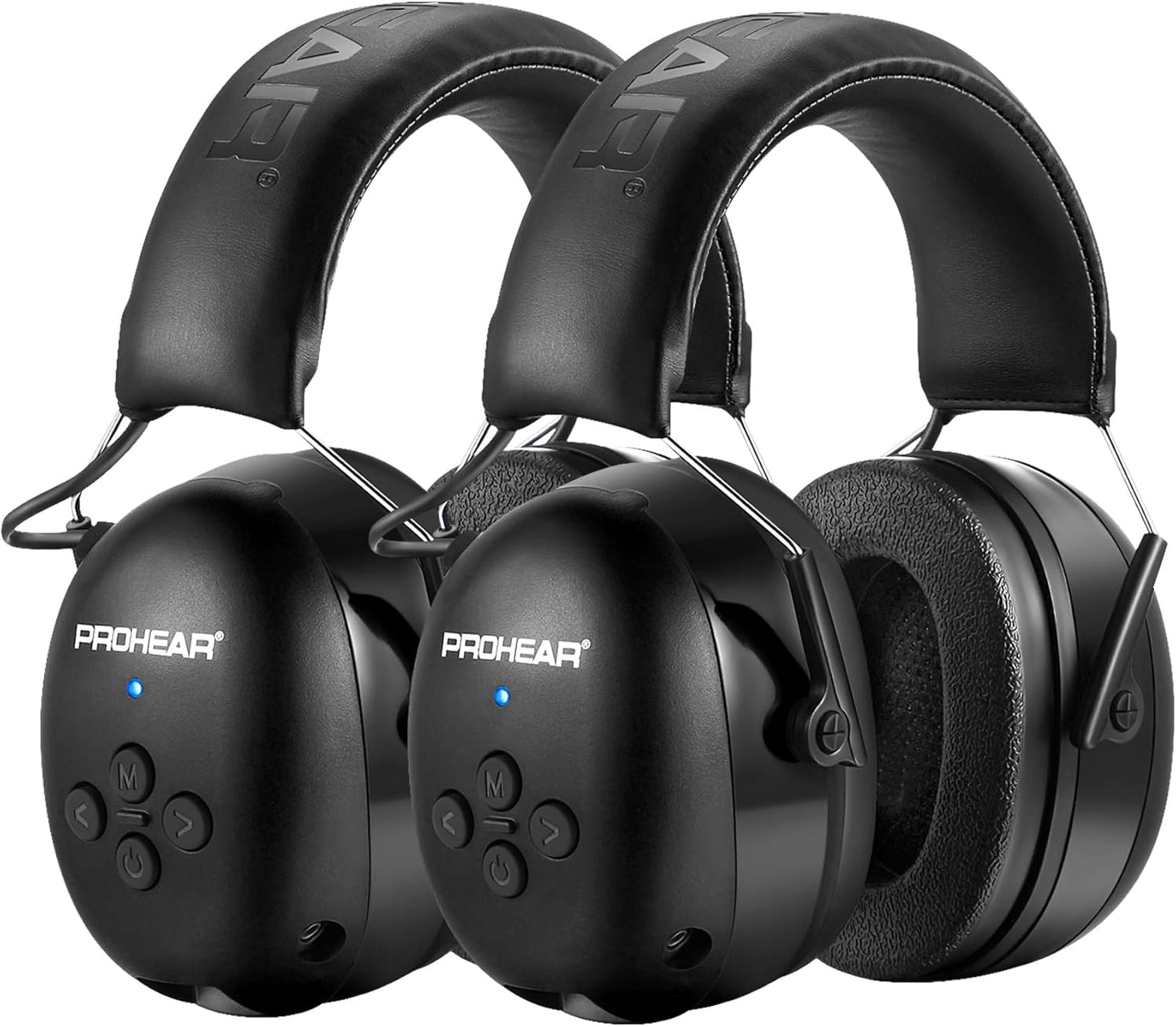 PROHEAR 037 Bluetooth 6.0 Hearing Protection Headphones with Rechargeable 1500mAh Battery, 30dB SNR Safety Noise Reduction Ear Muffs 120H Playtime for Mowing, Workshops, Snowblowing - Black