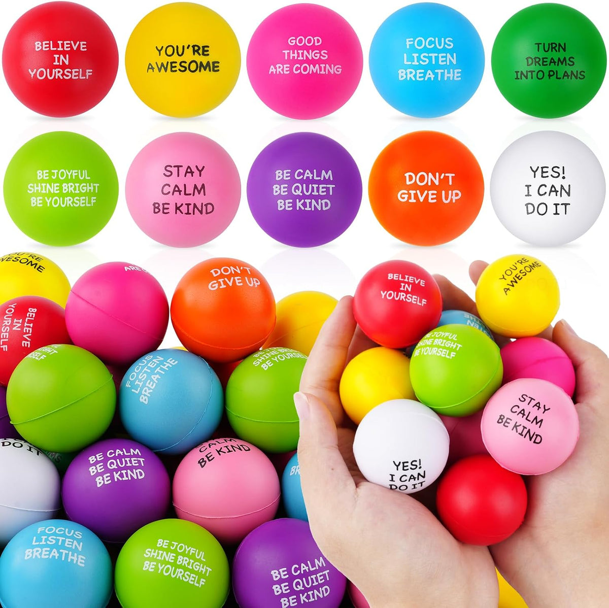 SHQDD Stress Balls for Adults, 8PCS Foam Stress Relief Toys for Kids & Adults, Bulk Squeeze Balls for Office Relief Employee Appreciation, Classroom Prizes, Student Gifts, Perfect Party Favors