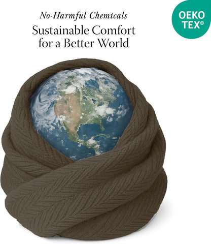Threadmill Travel Blanket Cotton Viscose from Bamboo - Airplane Premium Soft Flight Grey Throw Blanket in Cloth Bag (Grey Color) Compact & Portable Blanket for Travel, Car, Picnic & Camping