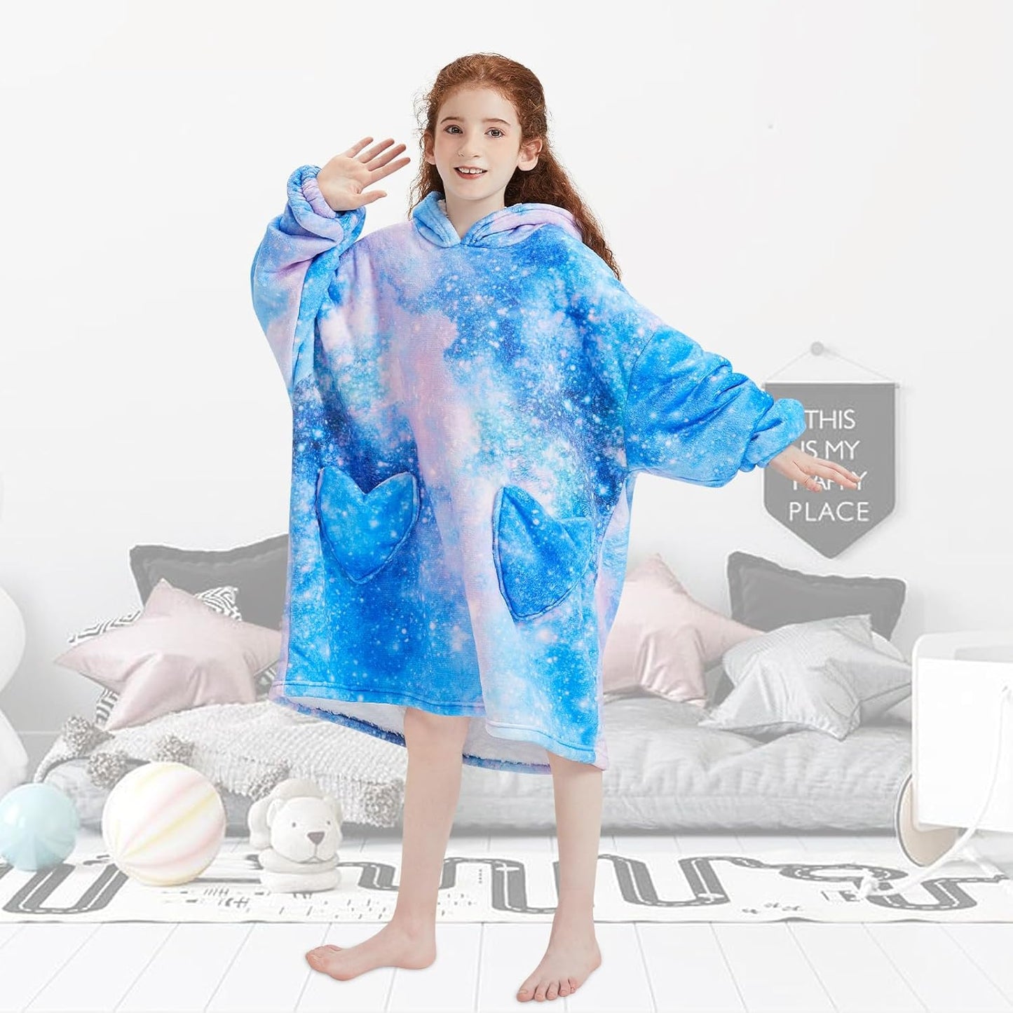 Fiosnow Glow in the Dark Unicorn Blanket Hoodies for Kids 6-13YR Oversize Wearable Blanket Hoodies for Boys Girls Teens