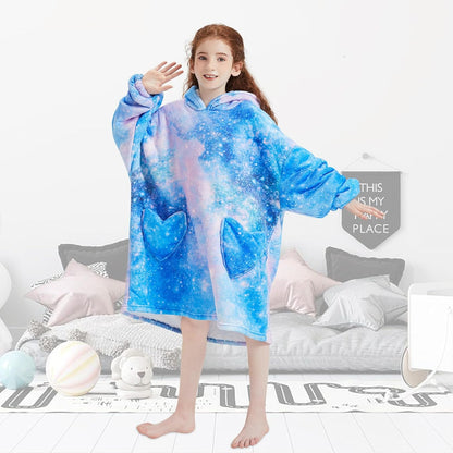 Fiosnow Glow in the Dark Unicorn Blanket Hoodies for Kids 6-13YR Oversize Wearable Blanket Hoodies for Boys Girls Teens