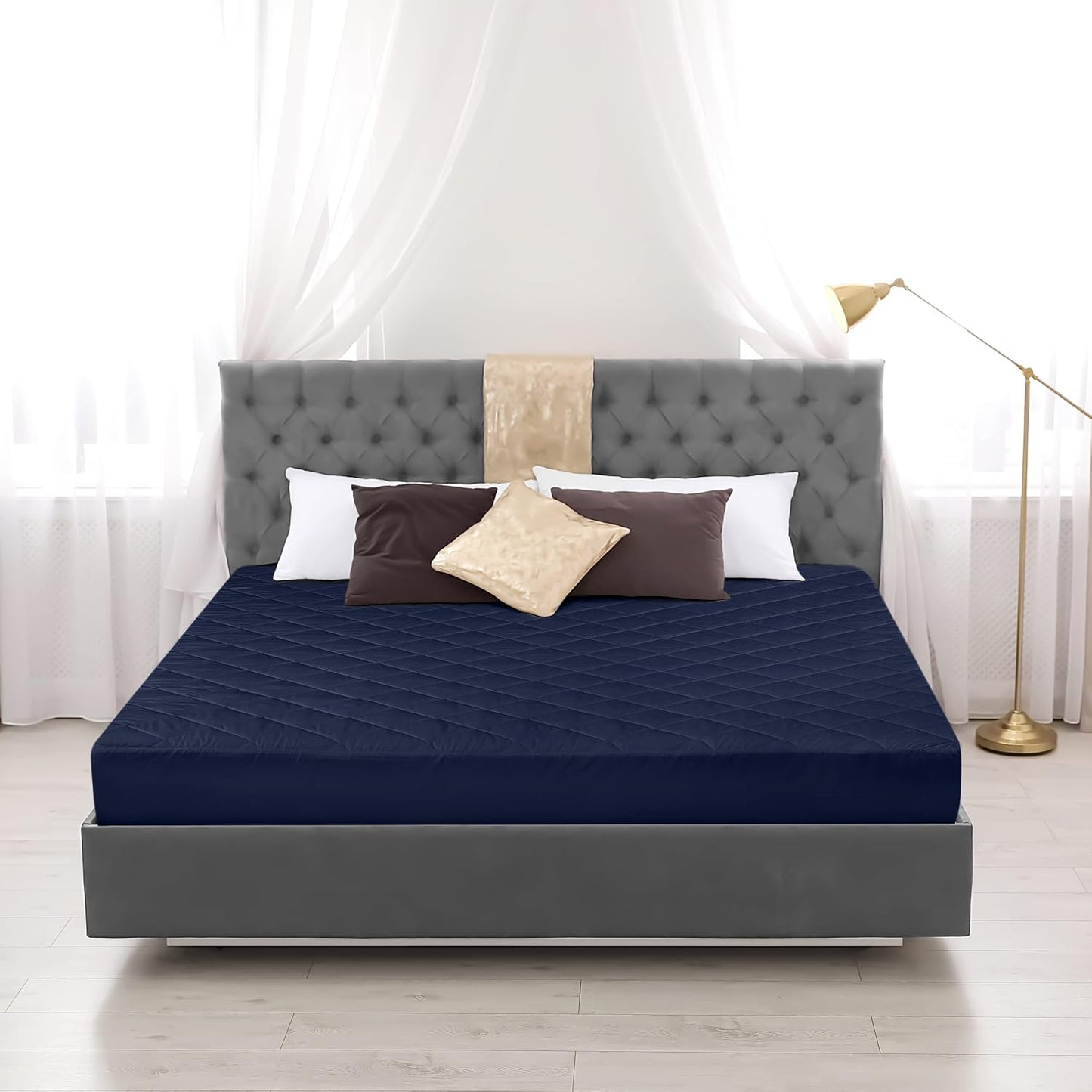 Quilted Fitted Mattress Pad, Queen Mattress Protector Topper with Deep Pocket Stretches up to 16 Inches, Machine Washable Mattress Cover by Utopia Bedding (White)