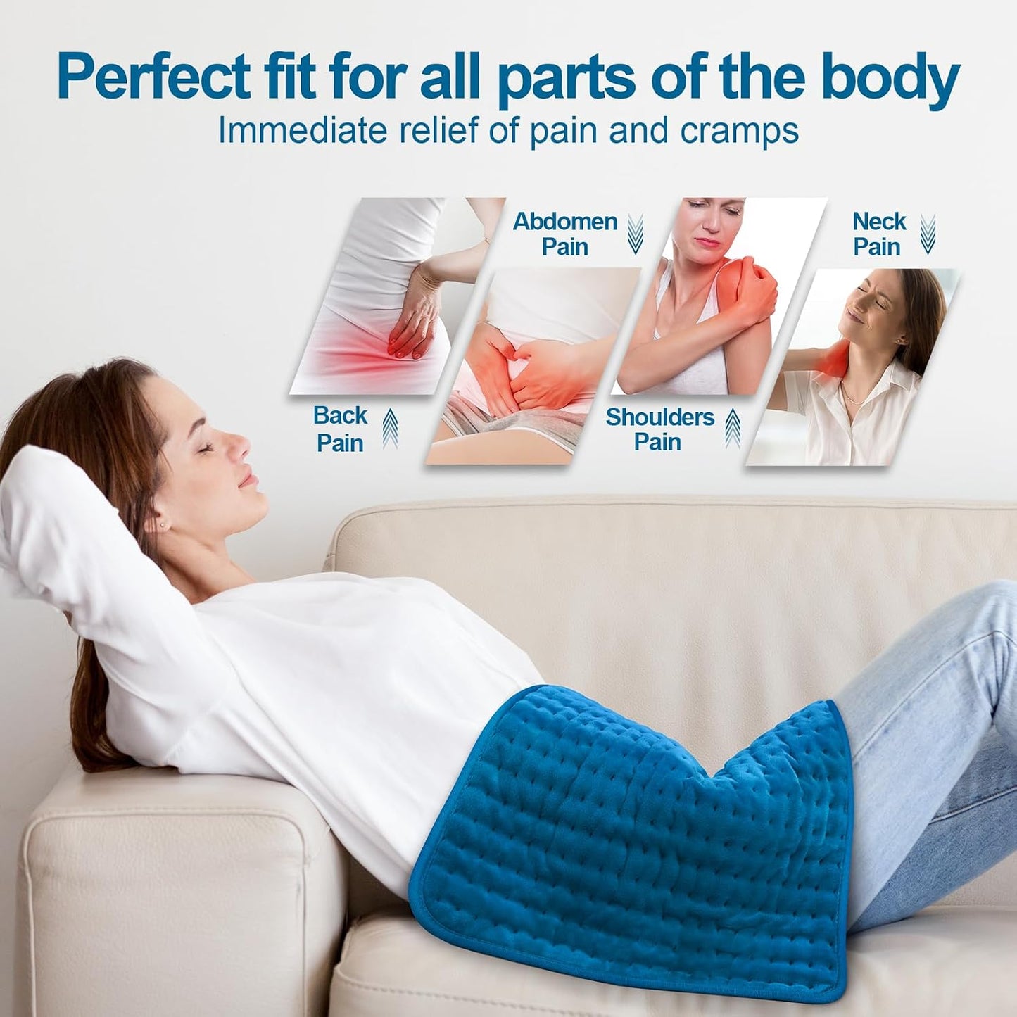Heating Pad for Back, Electric Heating Pads for Cramps/Abdomen/Waist/Shoulder with 6 Heat Settings and Auto-Off, Moist/Dry Heat pad, Mothers Day Gifts for Mom Women Wife Grandma, 12" x 24"