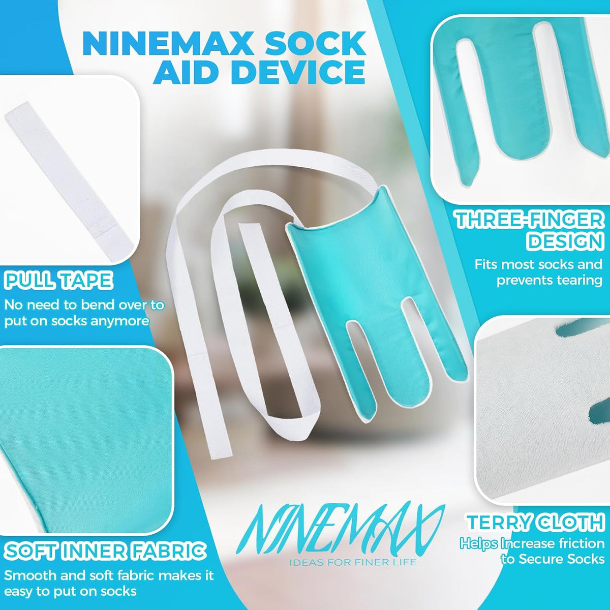 Sock Aid for Seniors, No Bending Sock Helper Device for Putting On Socks