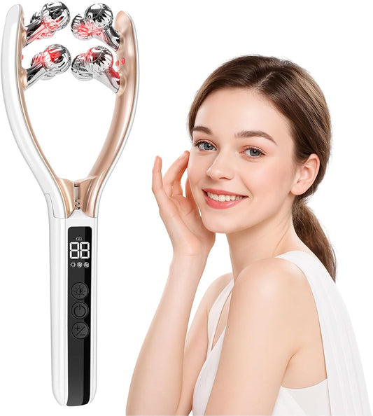 Facial Massager,Face Roller Tmj & Jaw Massager for Lymphatic Drainage,Facial Sculpting Tool with Red Blue Light,Face Contour Massage Tool for Women