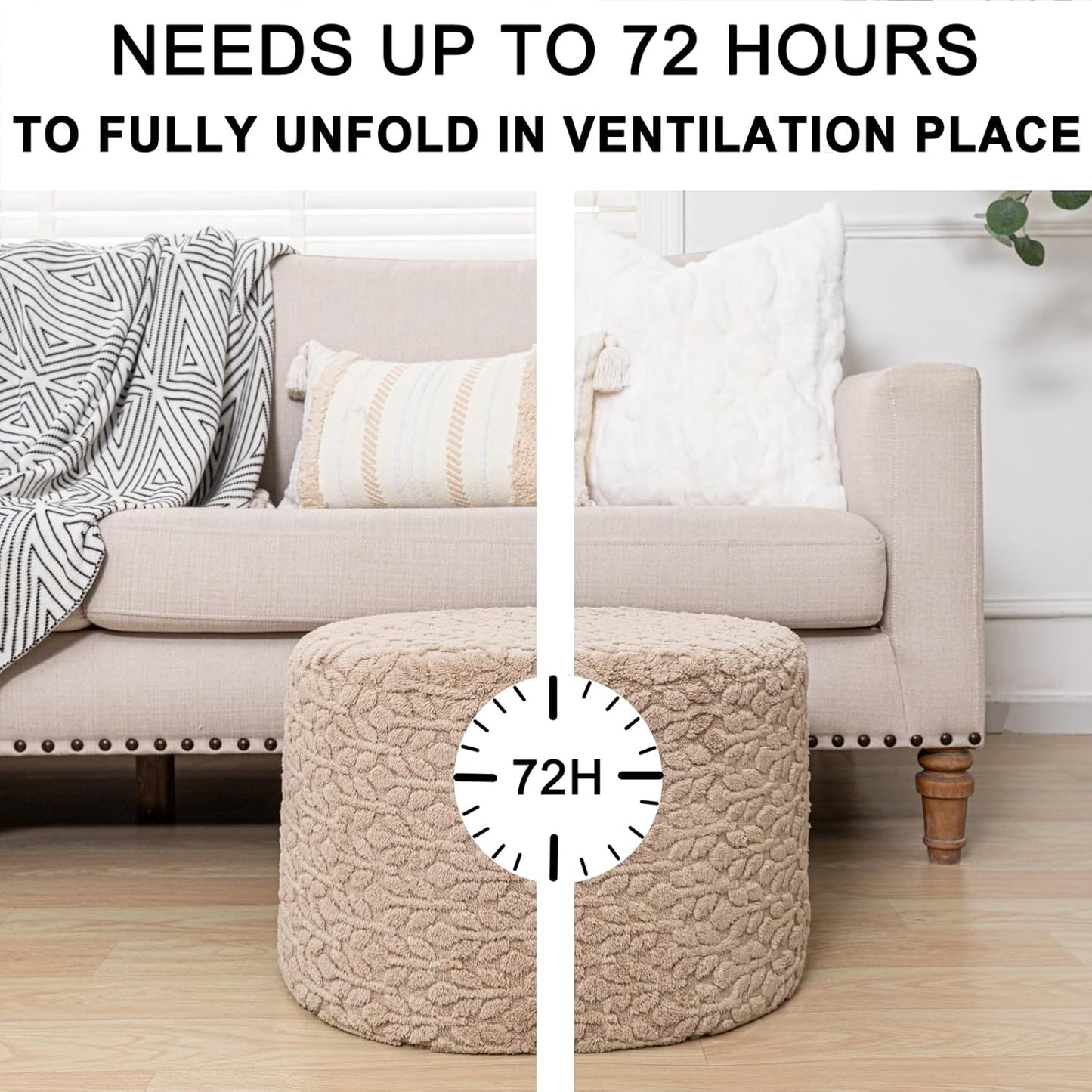 Round Pouf Ottoman 20 x 20 x 14 Inches Boho Poof Home Decor Floor Pouffe Ottoman Foot Rest for Couch Sofa Bean Bag Chairs Living Room Bedroom (Green)