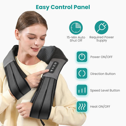 Nekteck Heated Shiatsu Neck Massager with Bag for Pain Relief, NOT Cordless