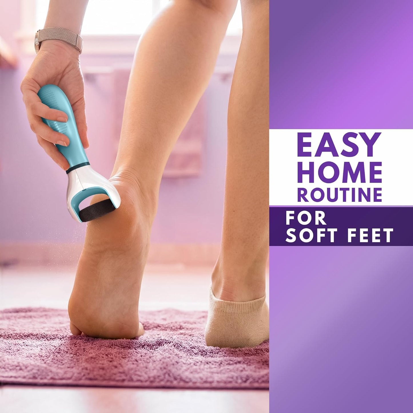 Electric Foot Callus Remover Tool for Dead Skin & Cracked Heels – Battery-Operated Foot Grinder with Replaceable Roller – Pedicure Tools for Feet & Toes – Smooth Feet at Home (Batteries Not Included)