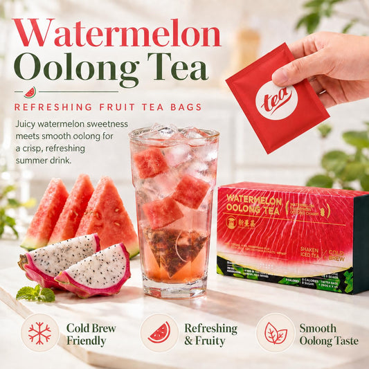 Cold Brew Watermelon Oolong Tea Bags, 3-Pack (30 Tea Bags) | Brews in Cold Water in Minutes | Naturally Flavored with Dragon Fruit & Strawberry | No Sugar Added, Refreshing Iced Tea