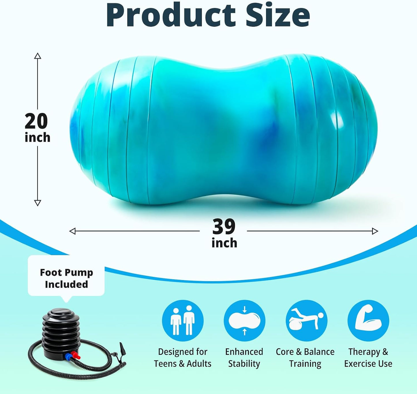 18’’/20’’ Peanut Ball for Kids & Adults, Anti-Burst Exercise Ball for Autism Sensory Training, Pregnancy & Physical Therapy, Yoga Balance Ball Chair for Fitness.
